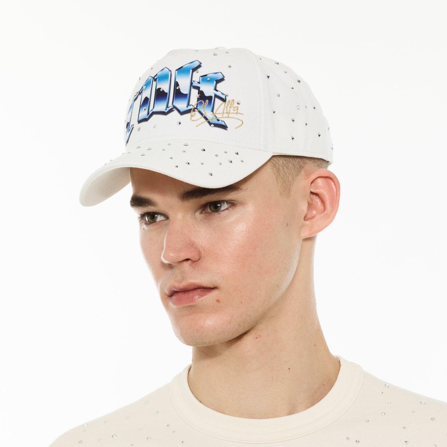 Cult x El Alfa Premium Logo 5 Panel A Frame Trucker Hat "Panther" in Winter White
