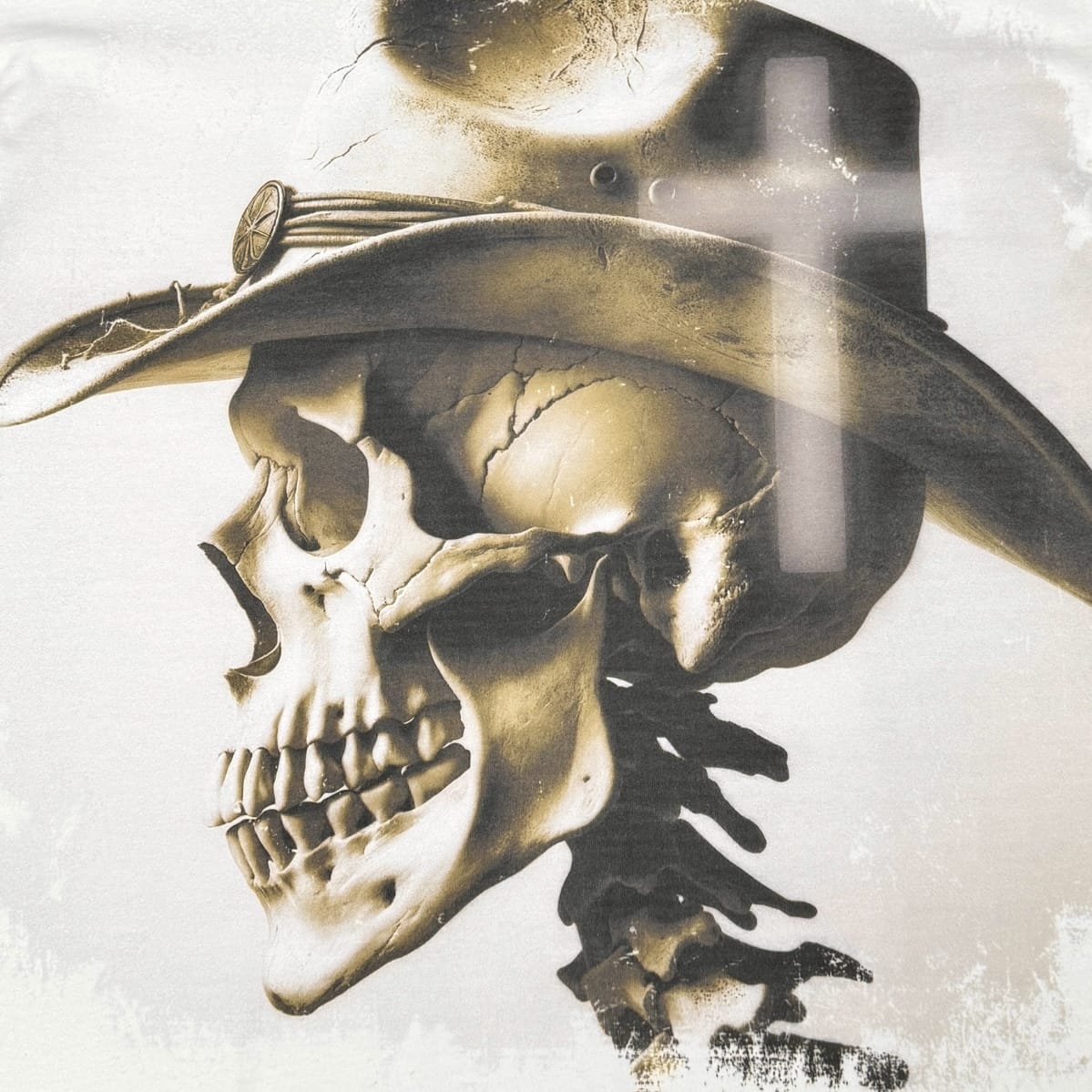 Stray Cowboy Skeleton Cross Tee (Natural) ST1738-NAT