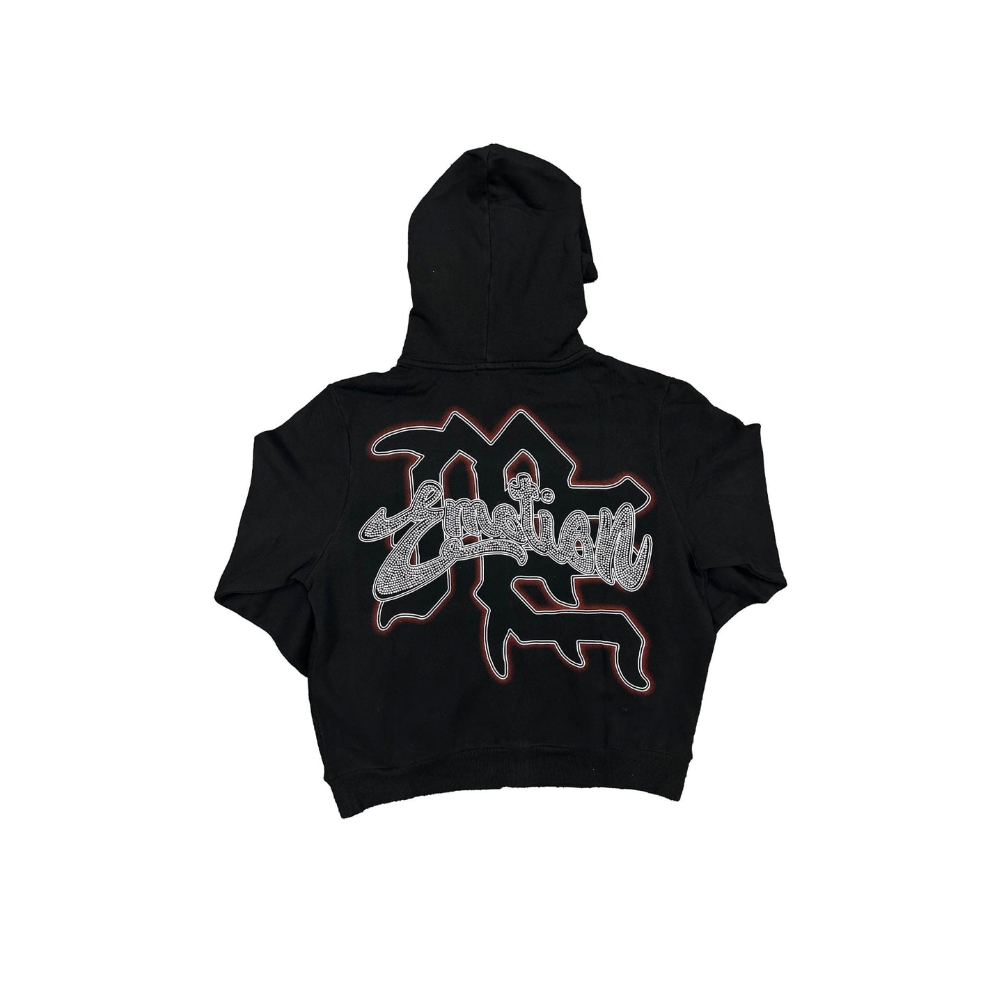 Mixed Emotions Acid Wash Rhinestone Hoodie Black