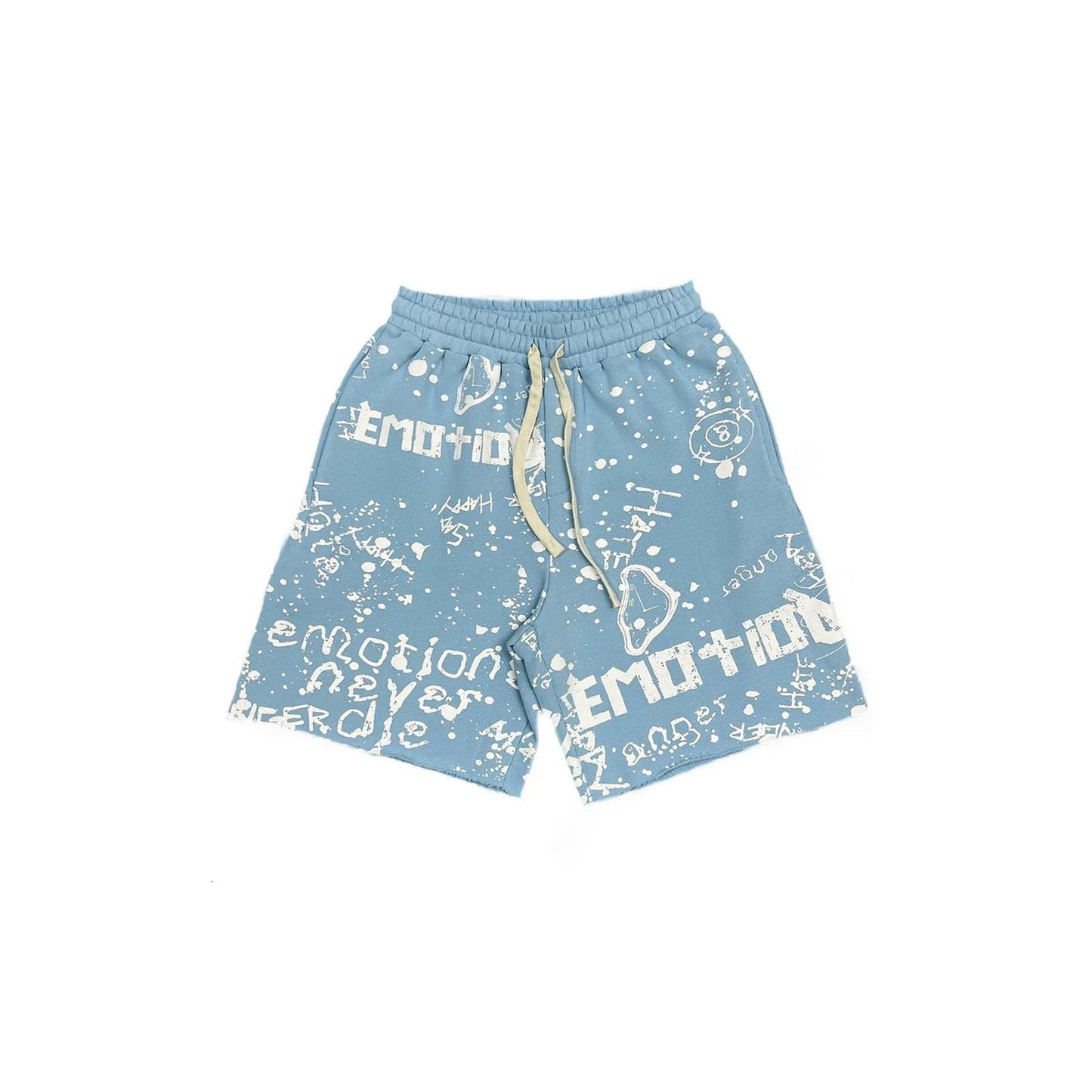 Mixed Emotions Graffiti Shorts Blue