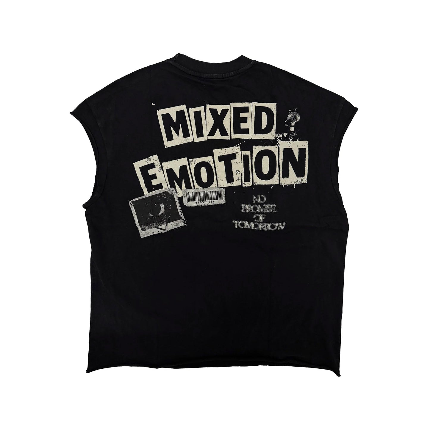 Mixed Emotions Newspaper Sleeveless Tee Black