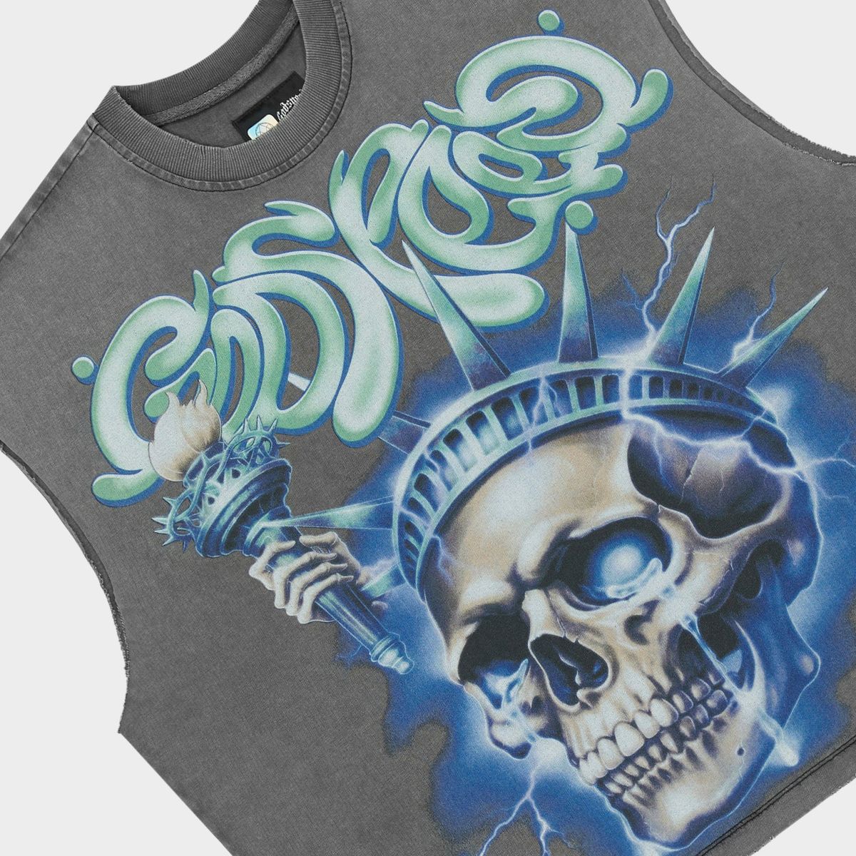 Godspeed Liberty Tears Sleeveless Tee Grey Wash