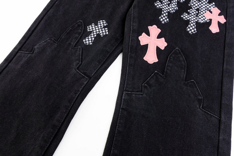 Chrome Hearts 2025 NEW Pants Black & pink Cross