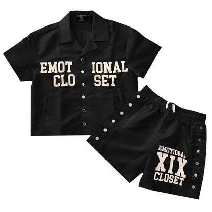 Mixed Emotion Backyard Shirt & Short Nylon Set (Black)