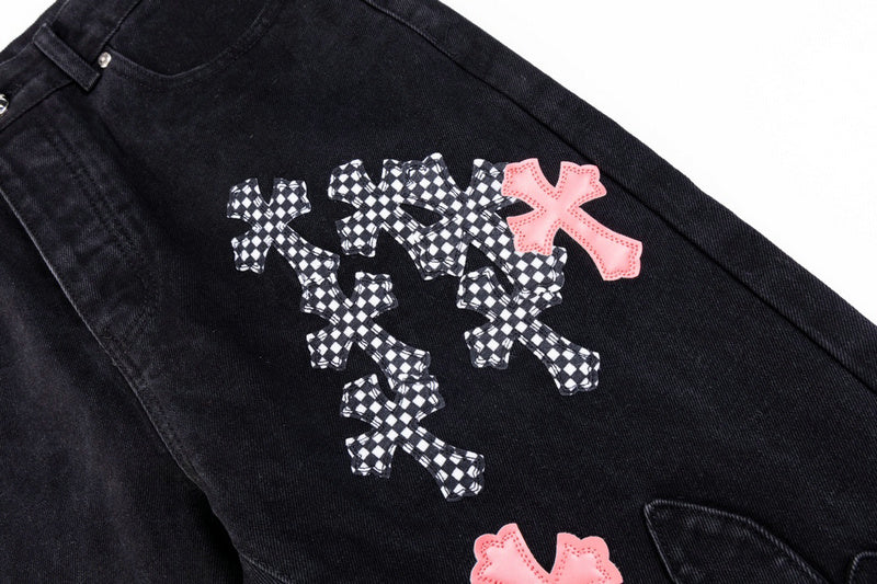 Chrome Hearts 2025 NEW Pants Black & pink Cross
