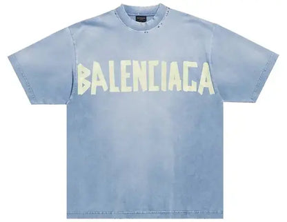 Balenciaga Tape Type Medium Fit T-Shirt 'Faded Blue'