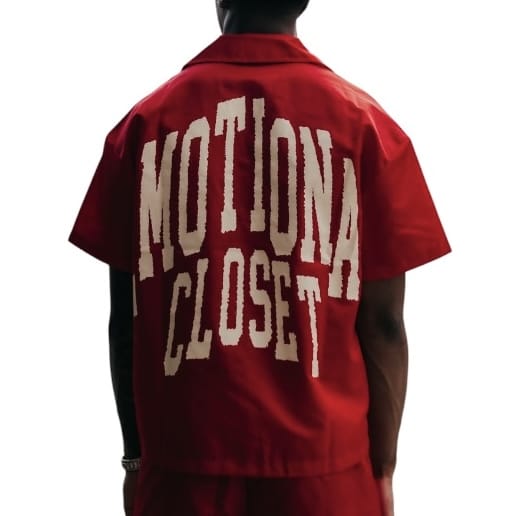 Mixed Emotion Backyard Shirt & Short Nylon Set (Red)