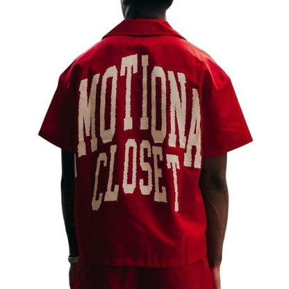 Mixed Emotion Backyard Shirt & Short Nylon Set (Red)