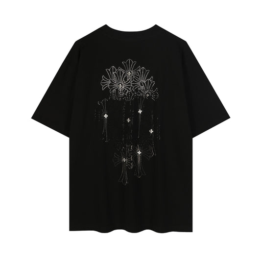 Chrome Hearts Firework Rhinestone Crew Neck T-shirt 2623