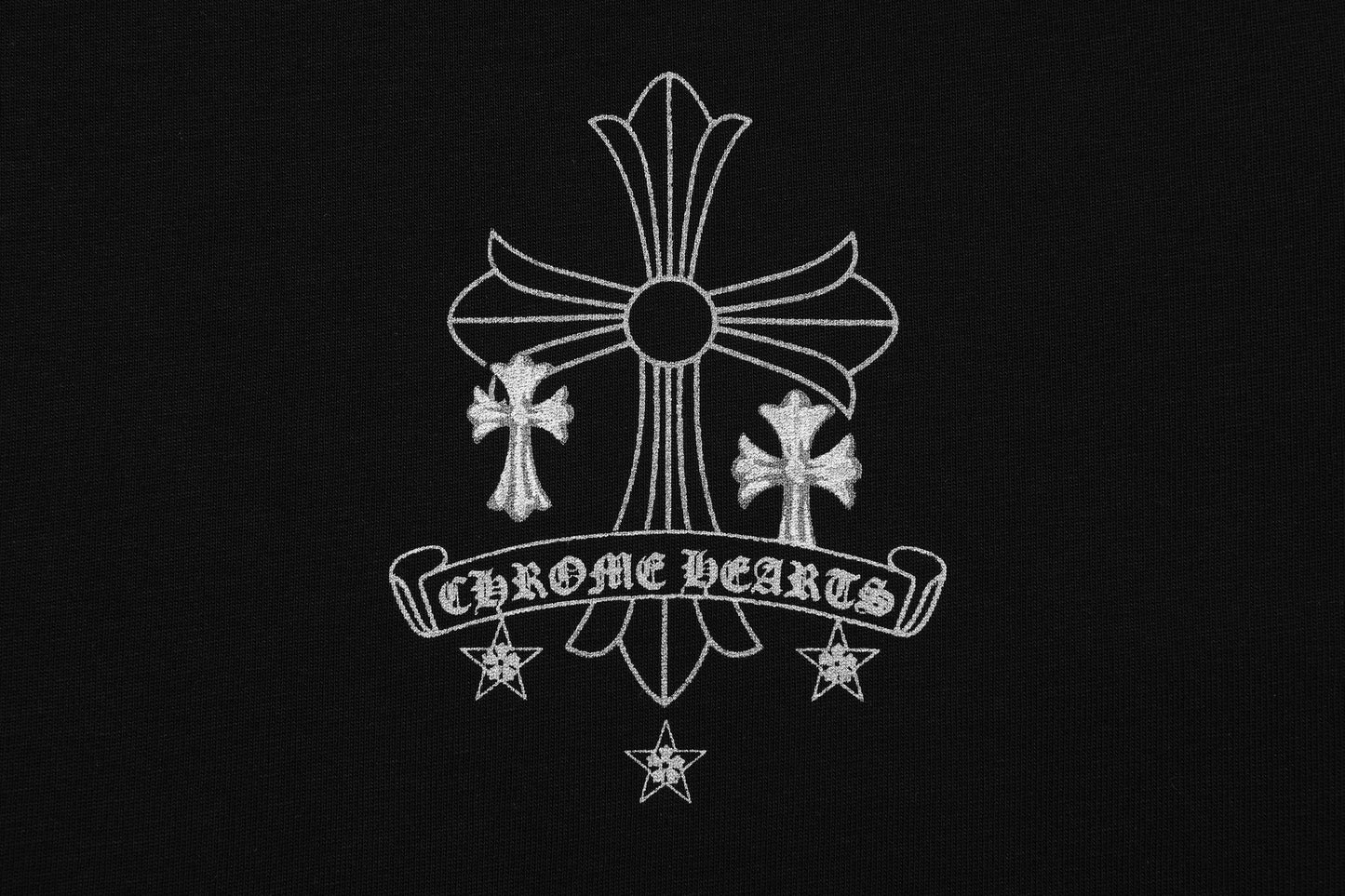 Chrome Hearts Reflective Silver-Grey Floral Cross Vintage Washed T-shirt 2626