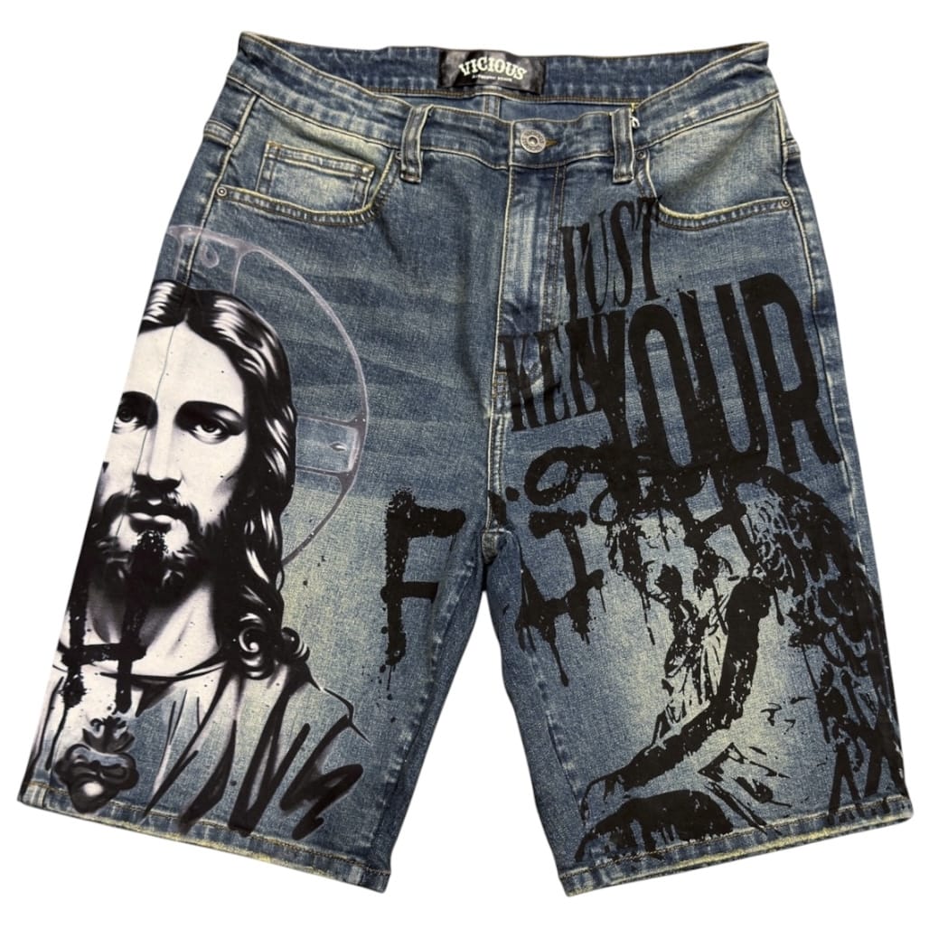 Vicious Denim Faith Denim Shorts (Antique Blue) VC1130