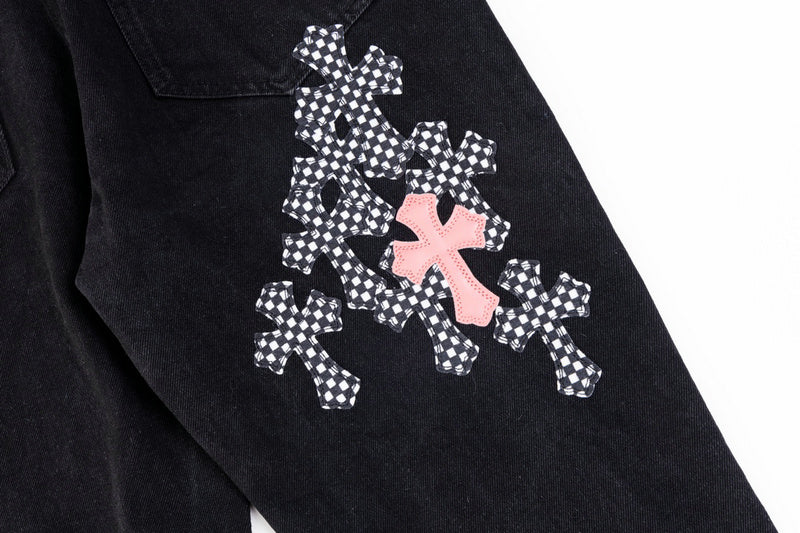 Chrome Hearts 2025 NEW Pants Black & pink Cross