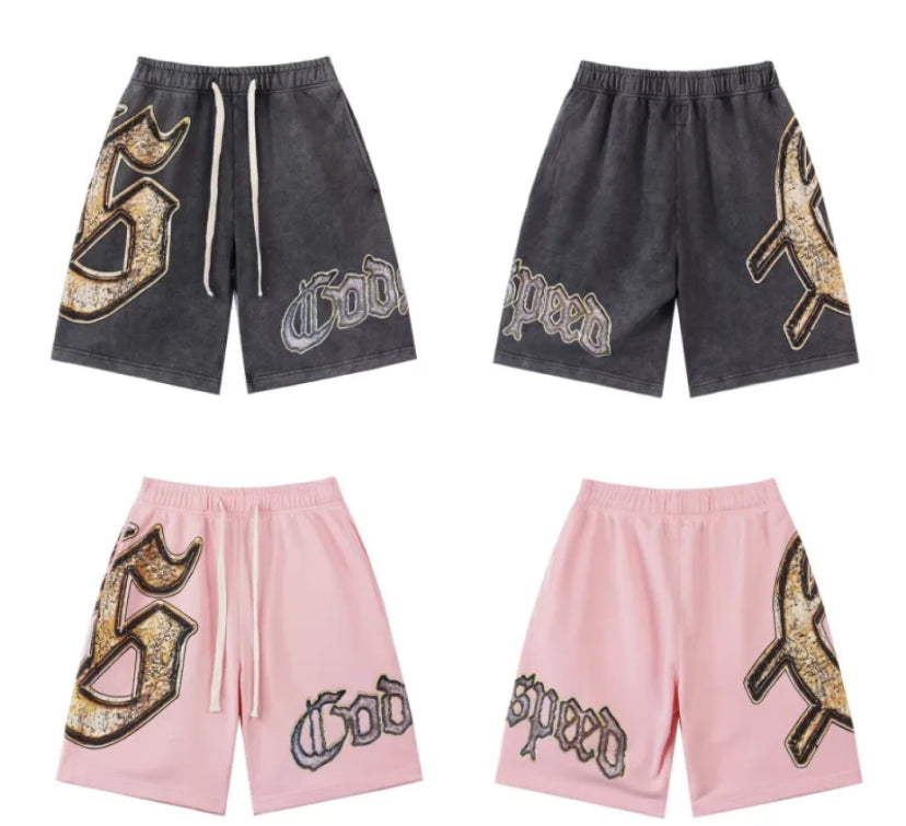 GOD SPEED, Sweat Shorts, Black/Pink