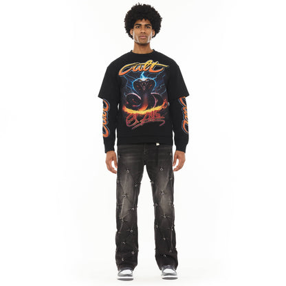 Cult x El Alfa Premium Grunge Baggy 607 Jeans in Darts