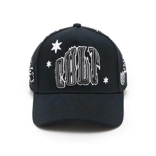 Cult x El Alfa Premium Paisley 5 Panel A Frame Trucker Hat in Black