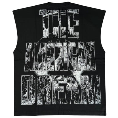 Rich Oni Statue Of Liberty Studded Sleeveless Tee (Black) RO-TK-2008