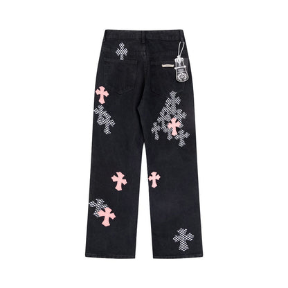 Chrome Hearts 2025 NEW Pants Black & pink Cross