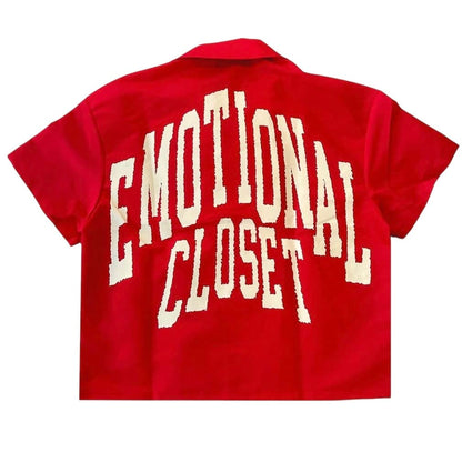 Mixed Emotion Backyard Shirt & Short Nylon Set (Red)