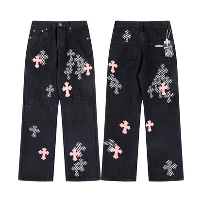 Chrome Hearts 2025 NEW Pants Black & pink Cross