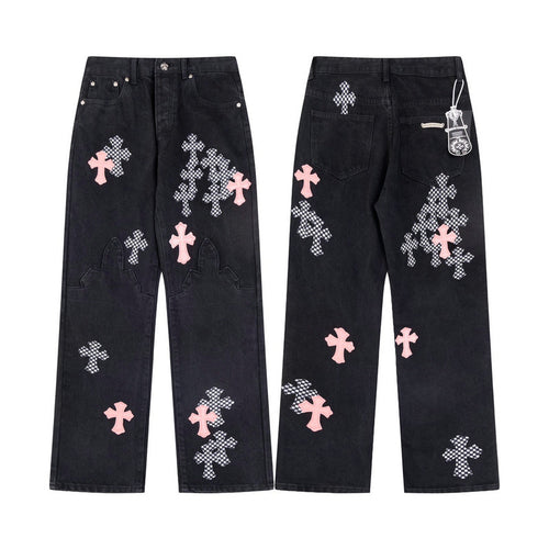 Chrome Hearts 2025 NEW Pants Black & pink Cross