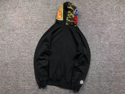 Shark Face Full-Zip Hoodie – Black