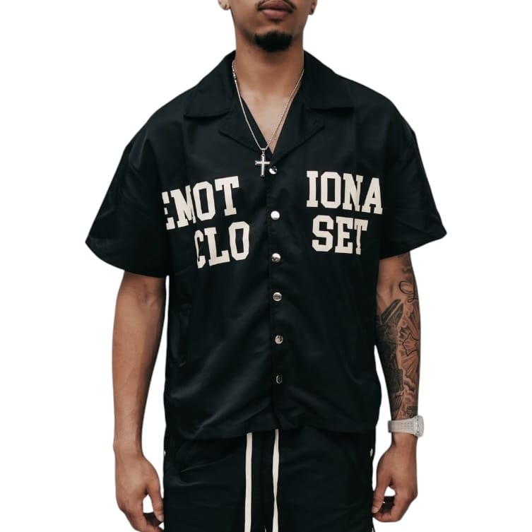 Mixed Emotion Backyard Shirt & Short Nylon Set (Black)