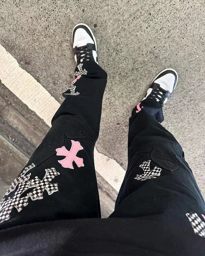 Chrome Hearts 2025 NEW Pants Black & pink Cross