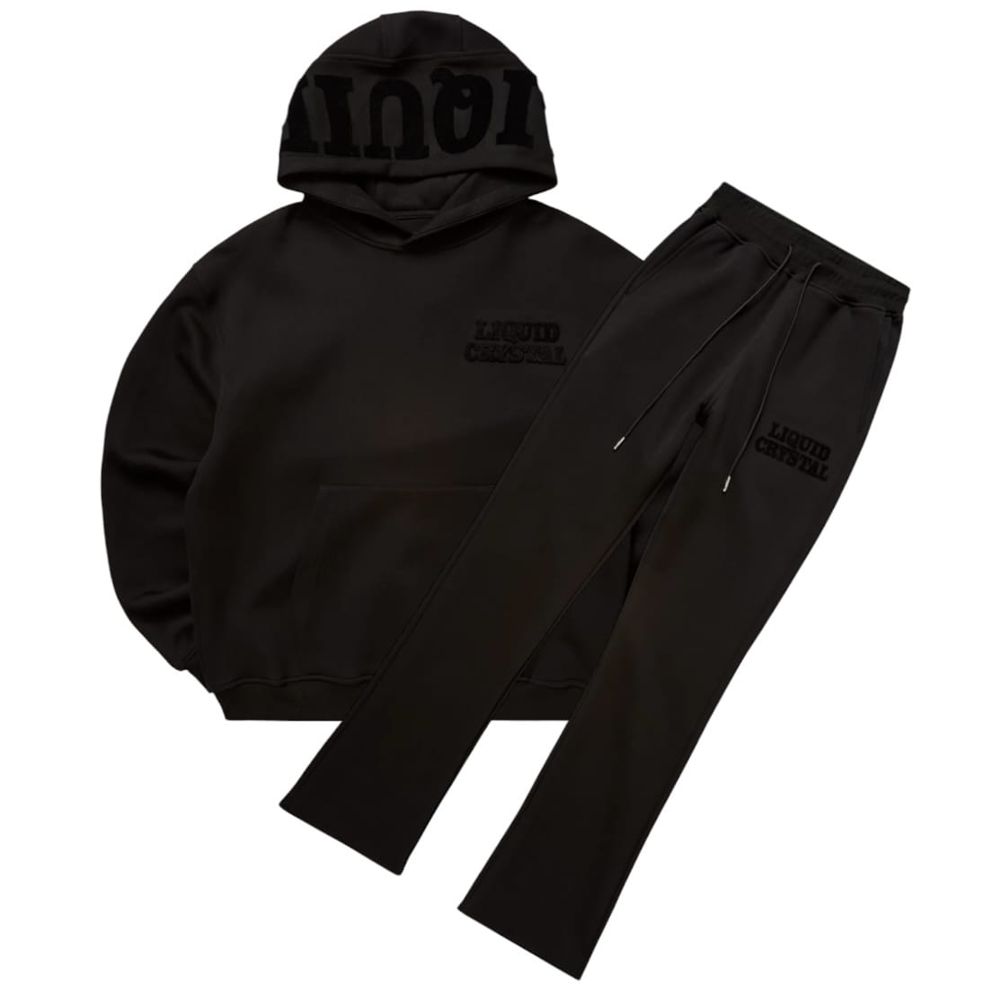 Liquid Crystals Chenille Hoodie & Pants Set (Black)