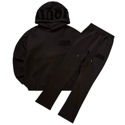Liquid Crystals Chenille Hoodie & Pants Set (Black)