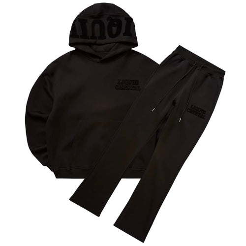 Liquid Crystals Chenille Hoodie & Pants Set (Black)