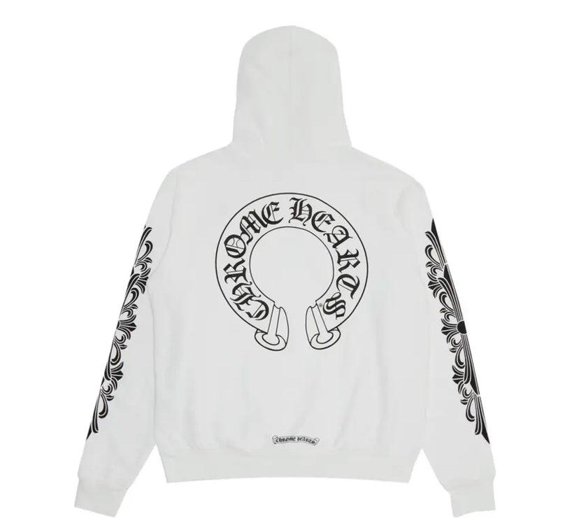 White Chrome Heart Zip Up