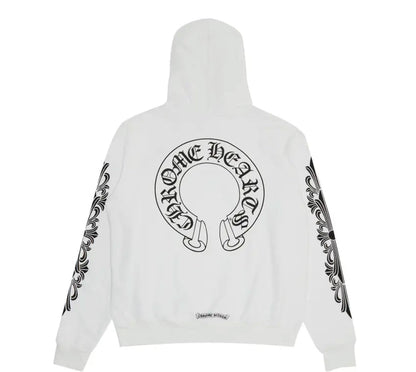 White Chrome Heart Zip Up