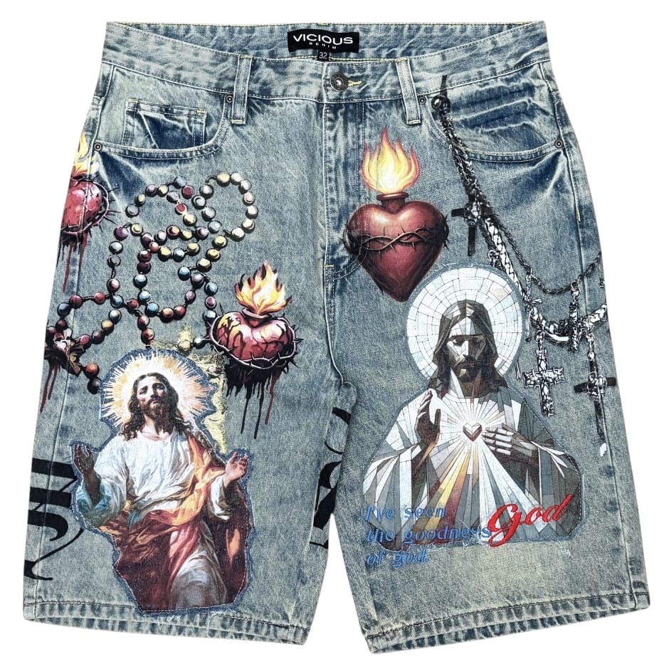 Vicious Denim Goodness Denim Shorts (Tint Blue) VC1206