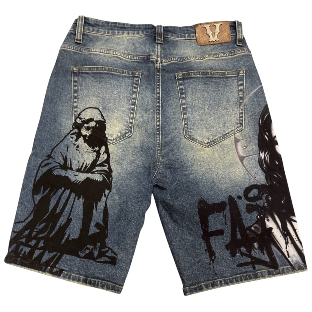 Vicious Denim Faith Denim Shorts (Antique Blue) VC1130