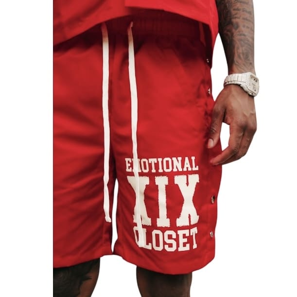 Mixed Emotion Backyard Shirt & Short Nylon Set (Red)