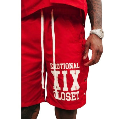 Mixed Emotion Backyard Shirt & Short Nylon Set (Red)