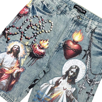 Vicious Denim Goodness Denim Shorts (Tint Blue) VC1206