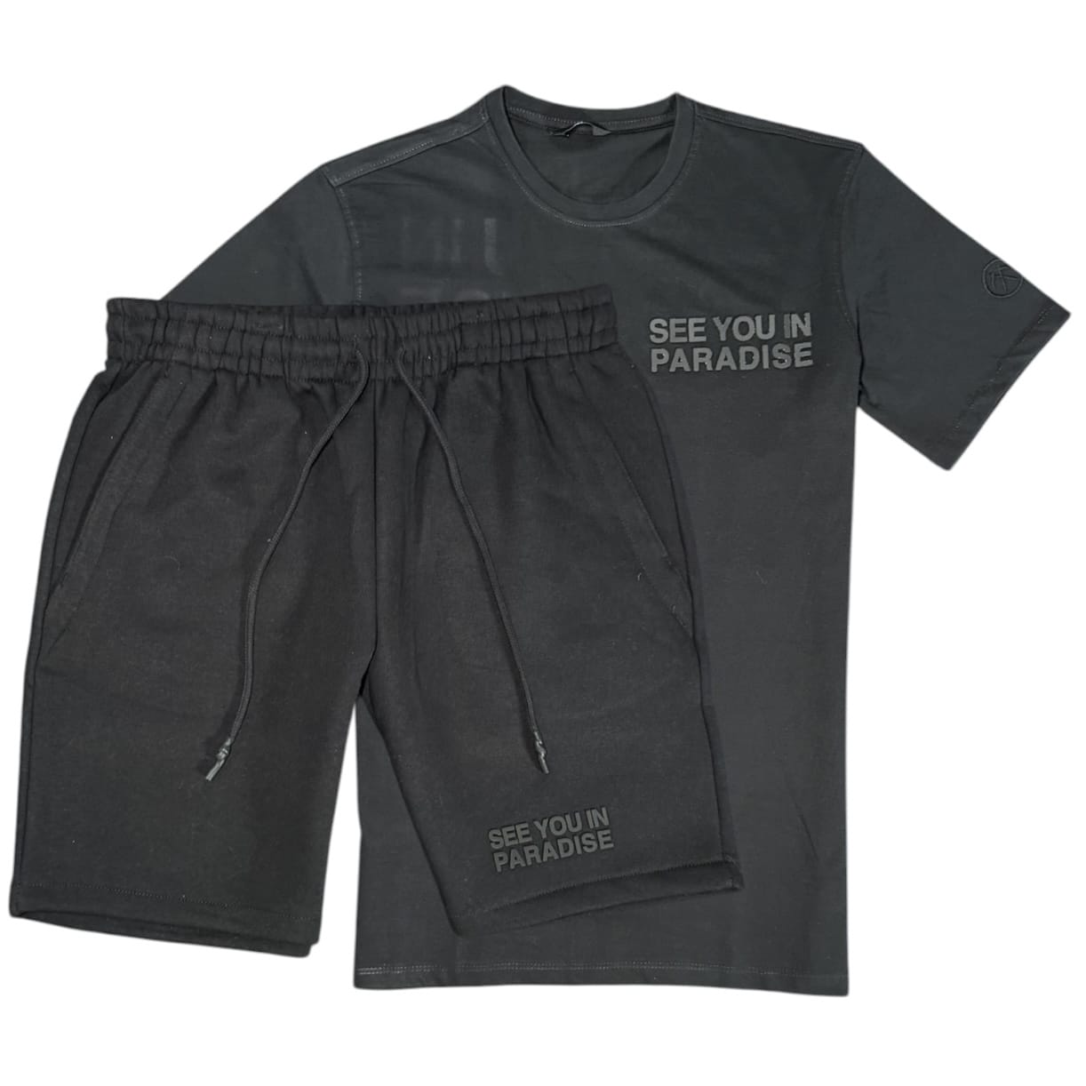 See You In Paradise Tonal Short Set (Black) 2078A/2078S
