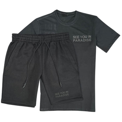See You In Paradise Tonal Short Set (Black) 2078A/2078S