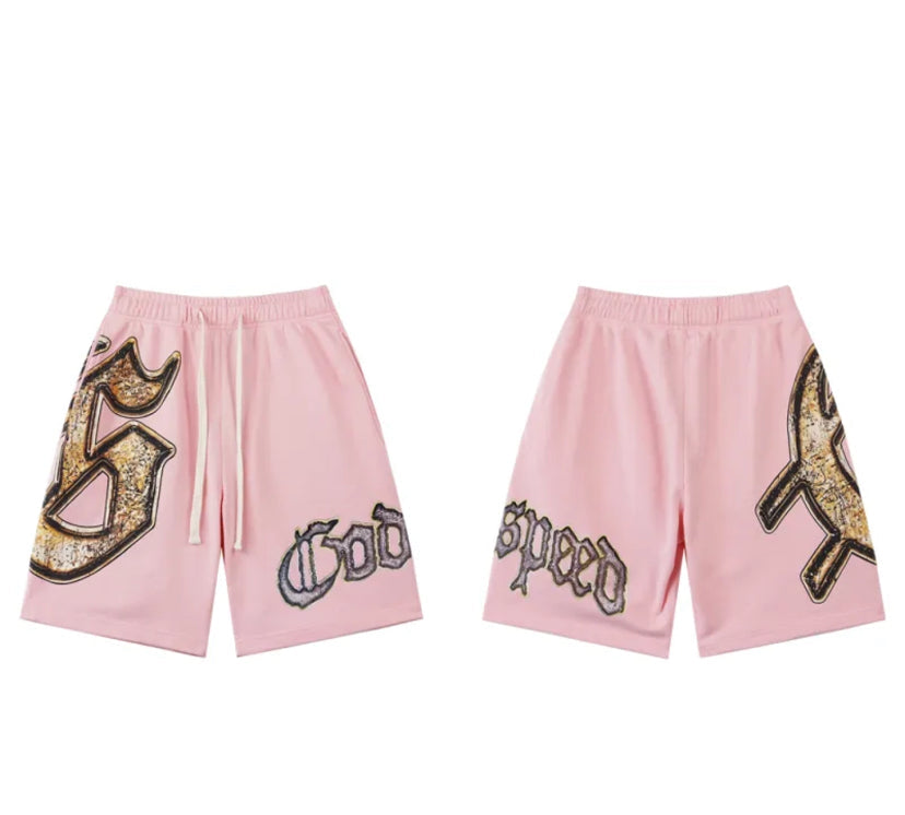 GOD SPEED, Sweat Shorts, Black/Pink