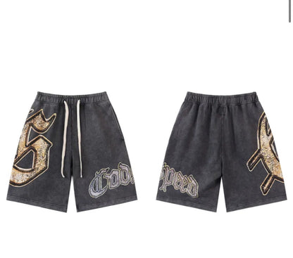 GOD SPEED, Sweat Shorts, Black/Pink