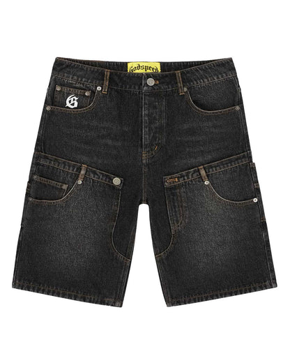 Godspeed Twin Panel Denim Shorts Black