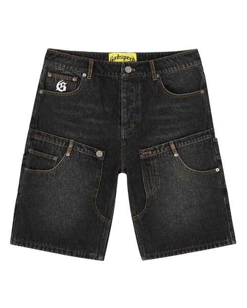 Godspeed Twin Panel Denim Shorts Black