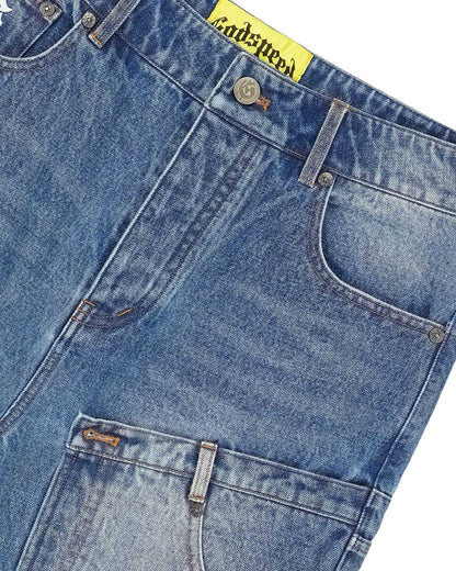 Godspeed Twin Panel Denim Shorts Blue