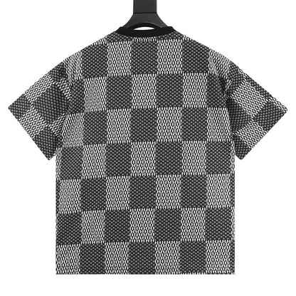 Louis Vuitton rhinestone logo checkered short-sleeved shirt