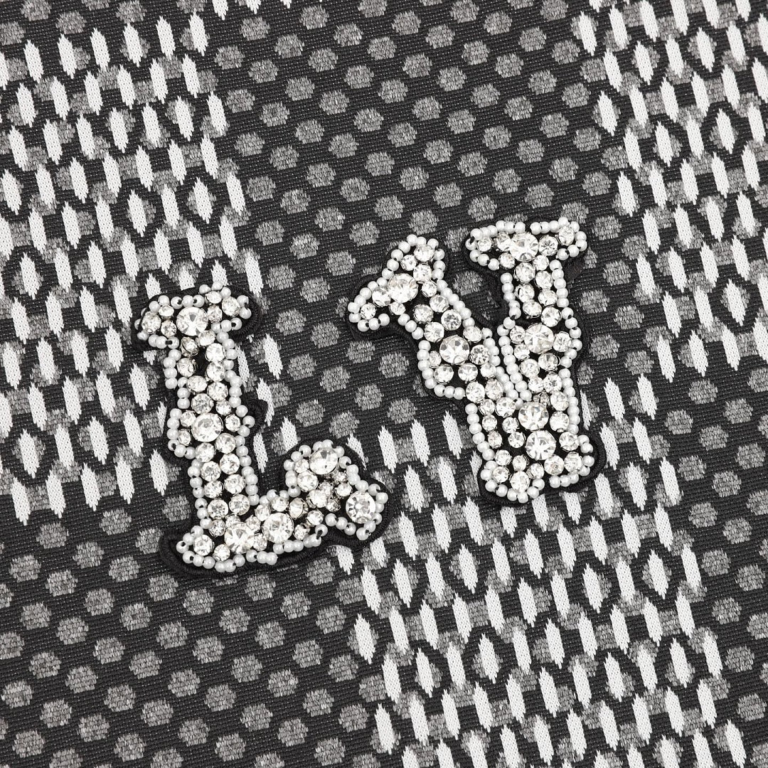 Louis Vuitton rhinestone logo checkered short-sleeved shirt
