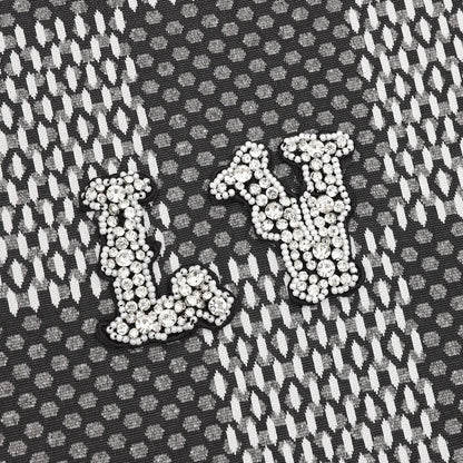 Louis Vuitton rhinestone logo checkered short-sleeved shirt