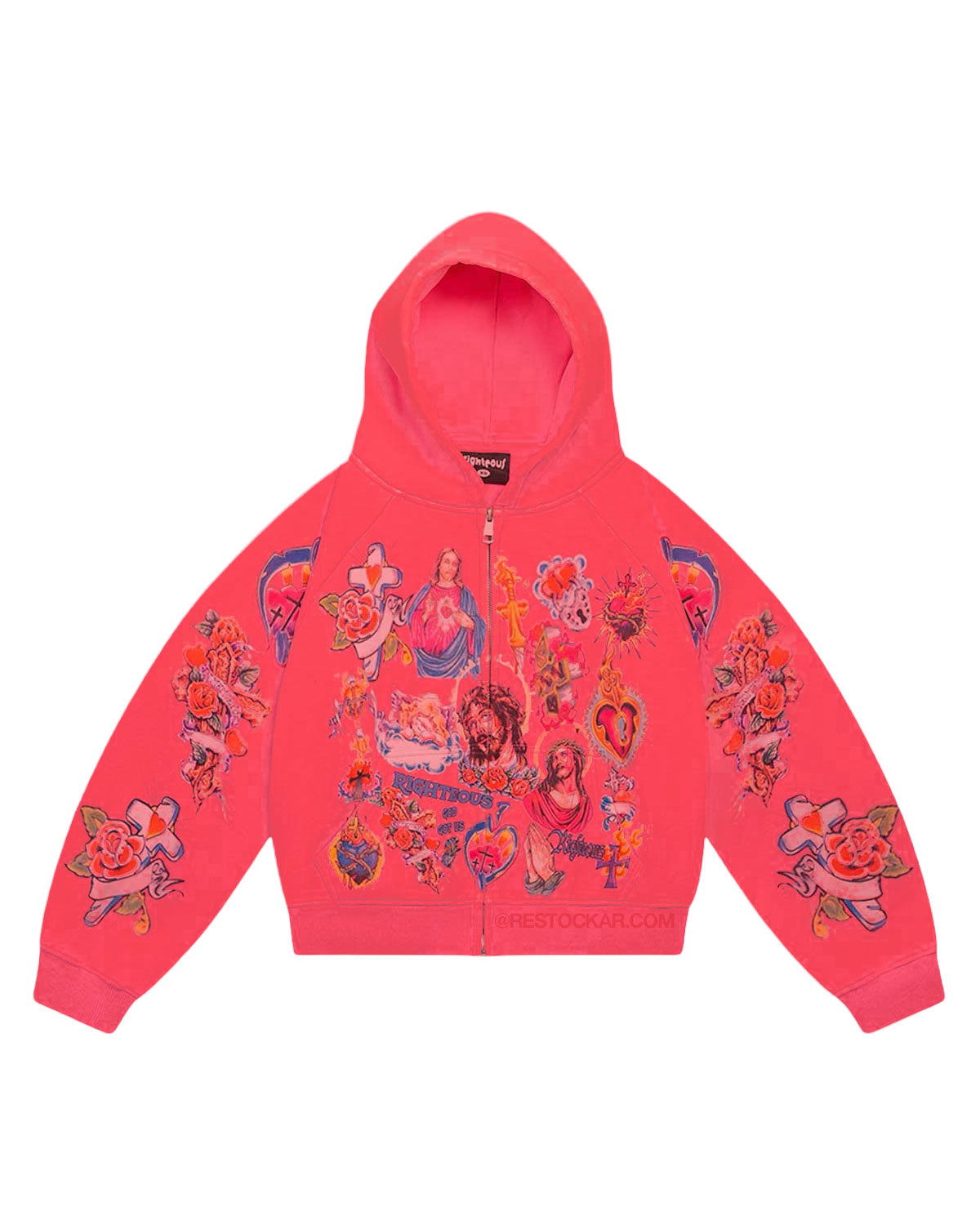 Righteous Risen King Zip Up Hoodie Red