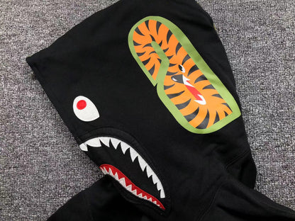 Shark Face Full-Zip Hoodie – Black
