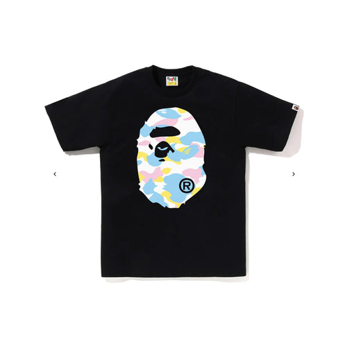 Bape New Multi Camo Big Ape Head Tee Black